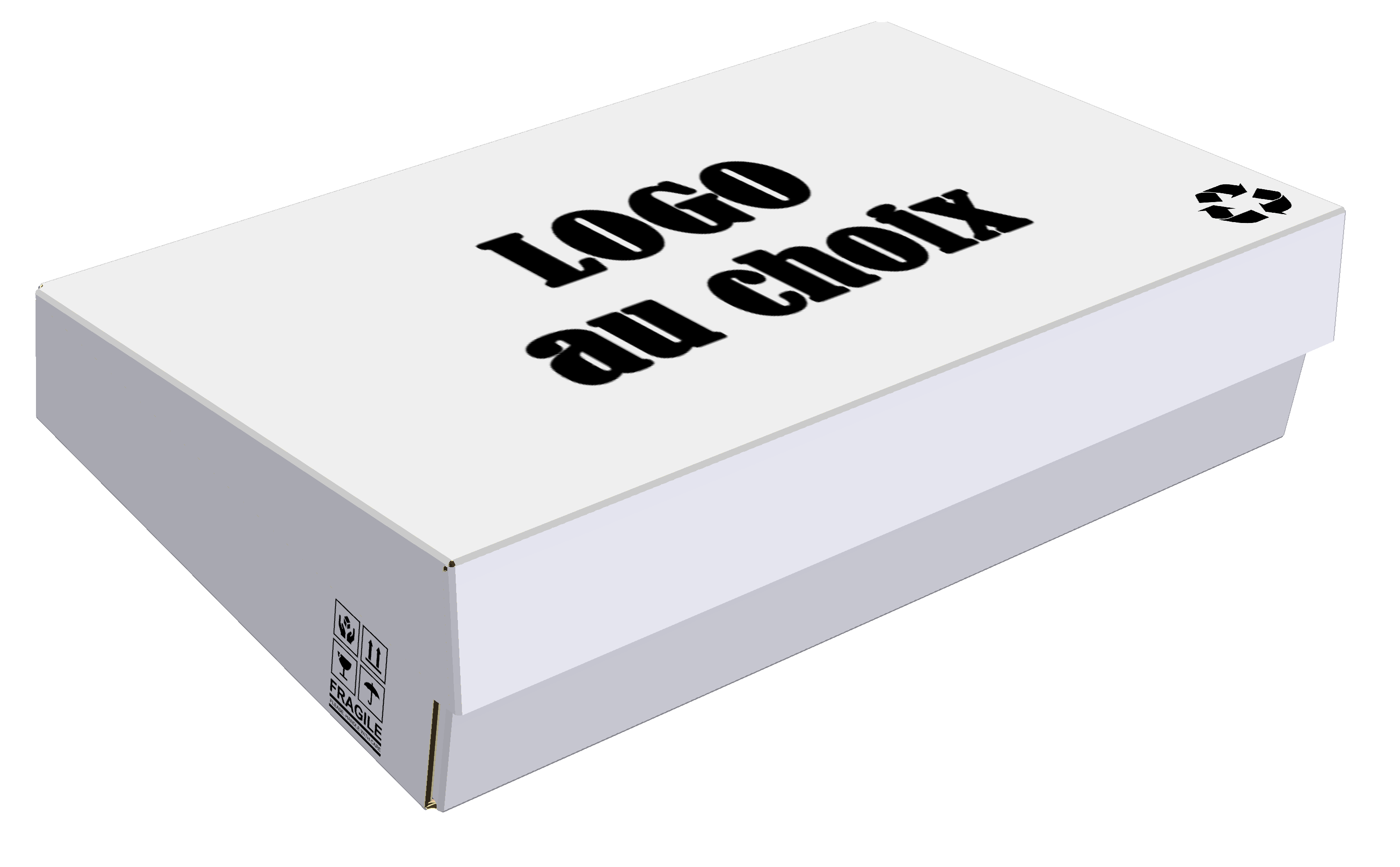 White closed customized 5-panel box with logo.