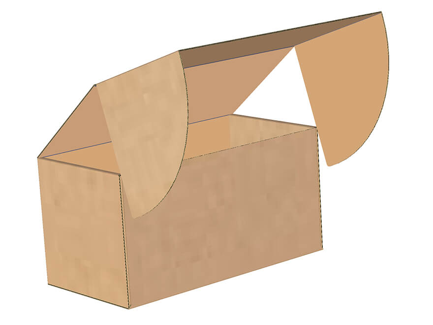 Box with a lid that can be secured shut with its 2 side panels.