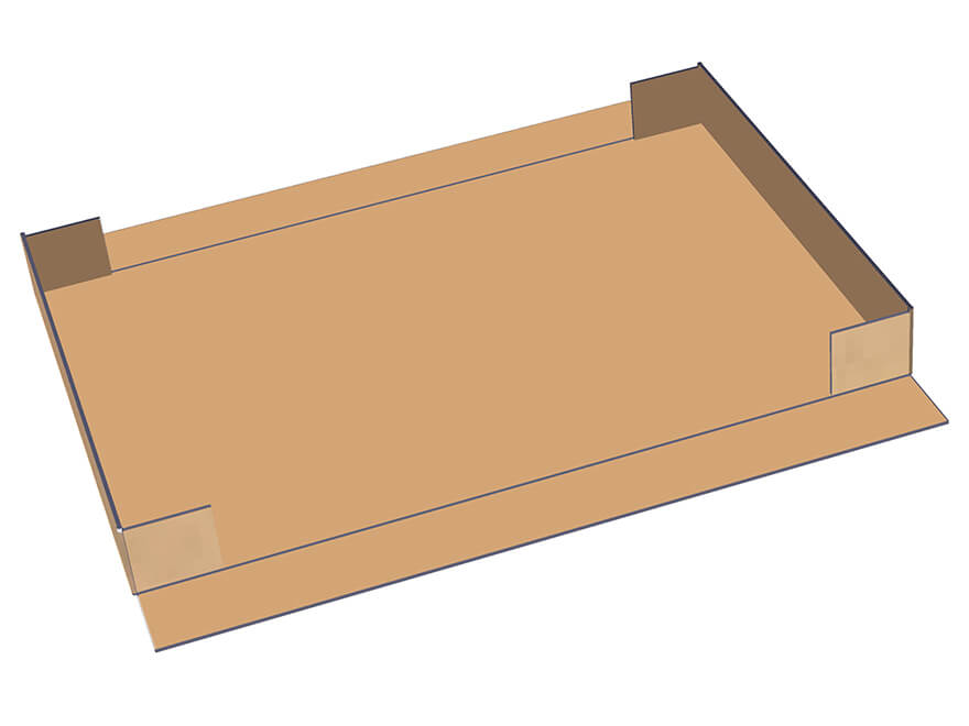 Side flaps of the bottom tray folded.