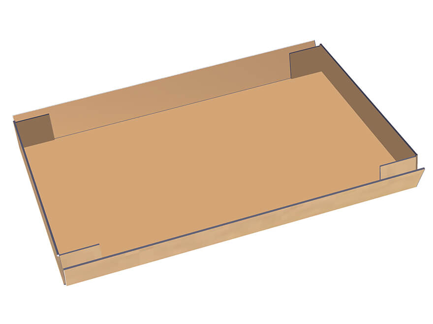 The side panels of the lid are folded up to create a box.
