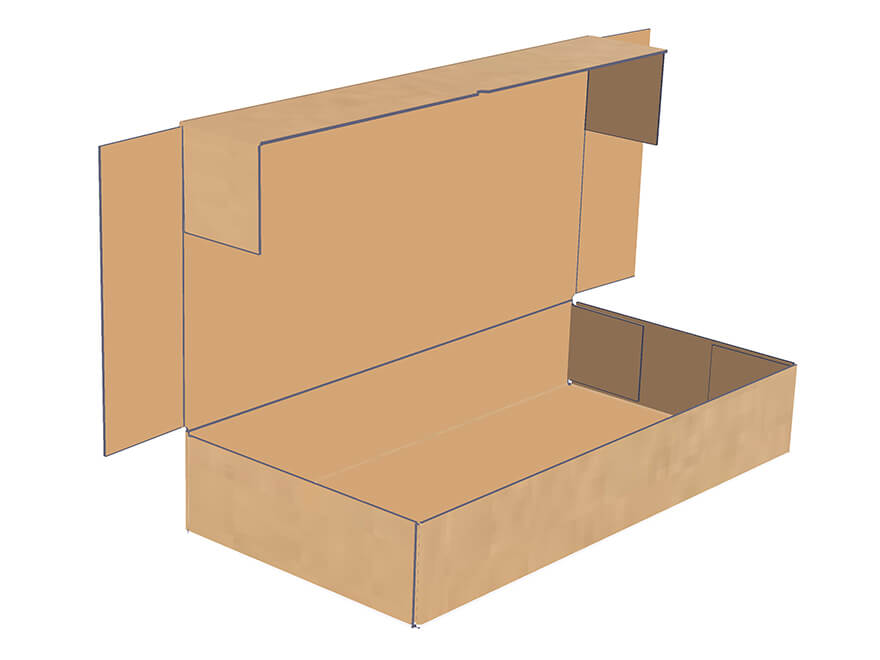  The long sides of the top of the box with 5 panels are folded. 