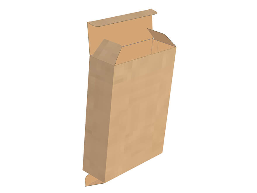 Flat cardboard packaging box for small objects.