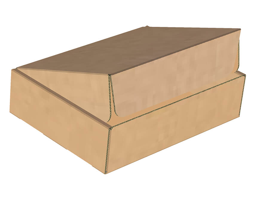 Boîte avec un couvercle sécurisé grâce à 3 panneaux insérés dans la boîte. 