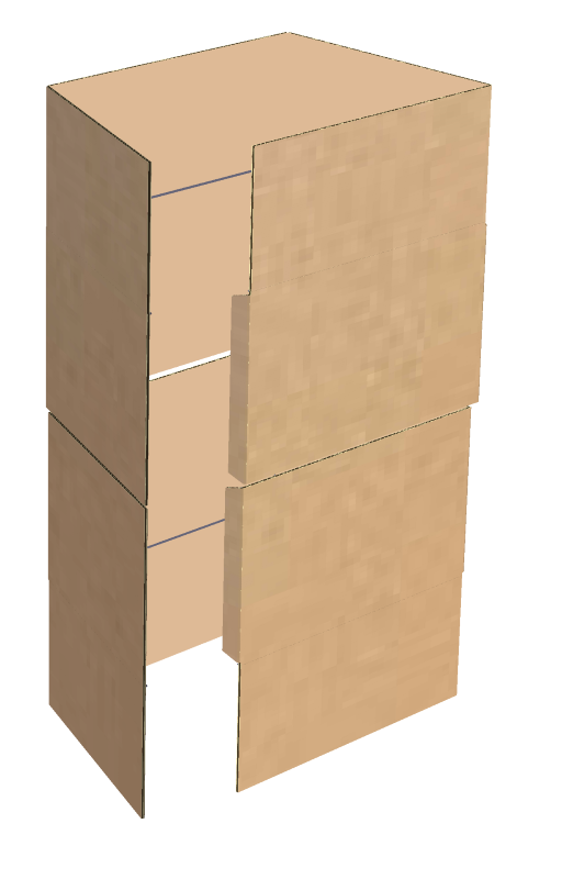 Boîte télescopique avec le cadre de la boîte formé et avec les joints pré-collés.