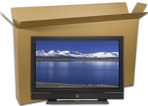 Boîte à rabats superposée en hauteur idéale pour emballer une télévision.
